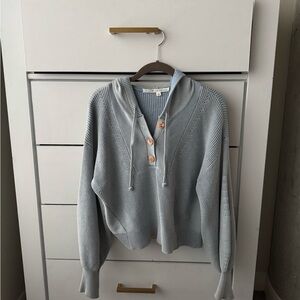 Veronica Beard Light Blue Hooded Sweater